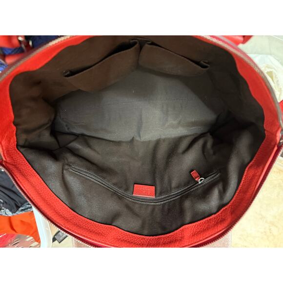 Gucci Red Britt Dome pebbled Satchel GG Leather Large Authentic with duster bag - Picture 4 of 13